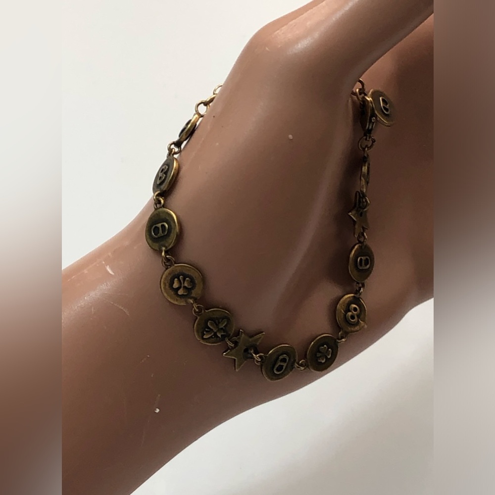 Christian Dior Amulettes  D’amour Round & Start Charms Vtg Brass 7in - Picture 2 of 15